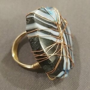💕VANESSA MOONEY💕 Brazilian Agate Wire Wrap Ring